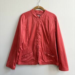 Chicos Lightweight Jacket Women's 1 / Medium Coral Spring Summer Soft Casual